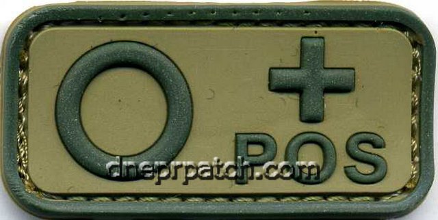 PVC  O+ POS BLOOD TYPE PATCH